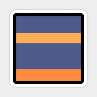 An uncommon concoction of Purple Navy, White, Sandy, Pale Orange and Royal Orange stripes. - Sociable Stripes Magnet