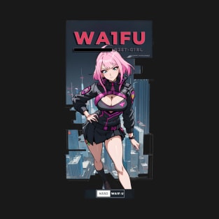 best anime girl waifu cyberpunk T-Shirt