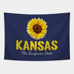 Kansas The Sunflower State Classic Yellow Stencil Tapestry