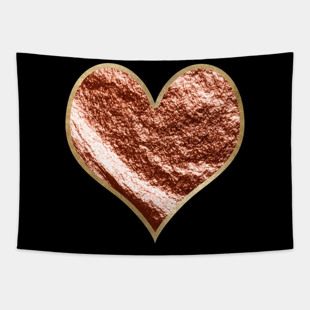 Heart - rose gold foil Tapestry by peggieprints