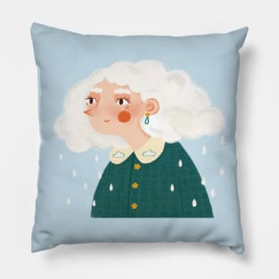 Rainy girl Pillow