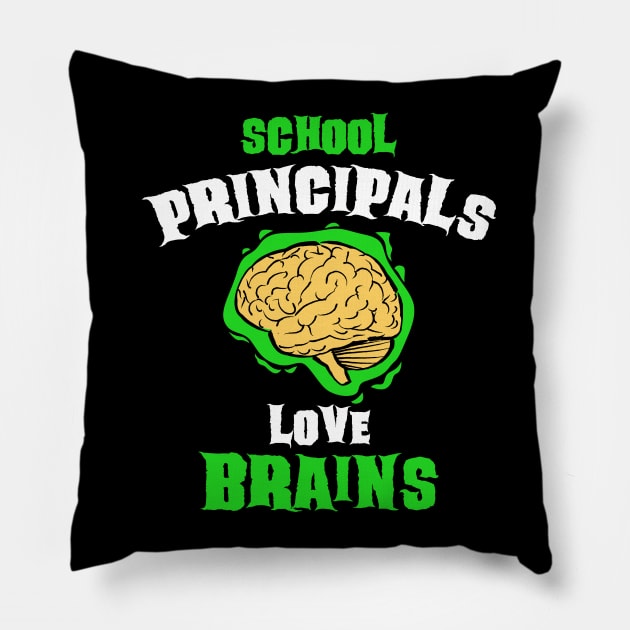 School Principals Teachers Love Brains Funny Halloween Gift Pillow by teeleoshirts