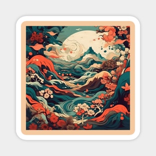 Abstract Japanese landscape Magnet