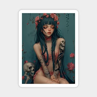 Geisha and skull 93012 Magnet