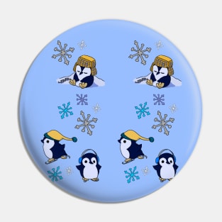 Penguins Ice Skating Pattern Pin