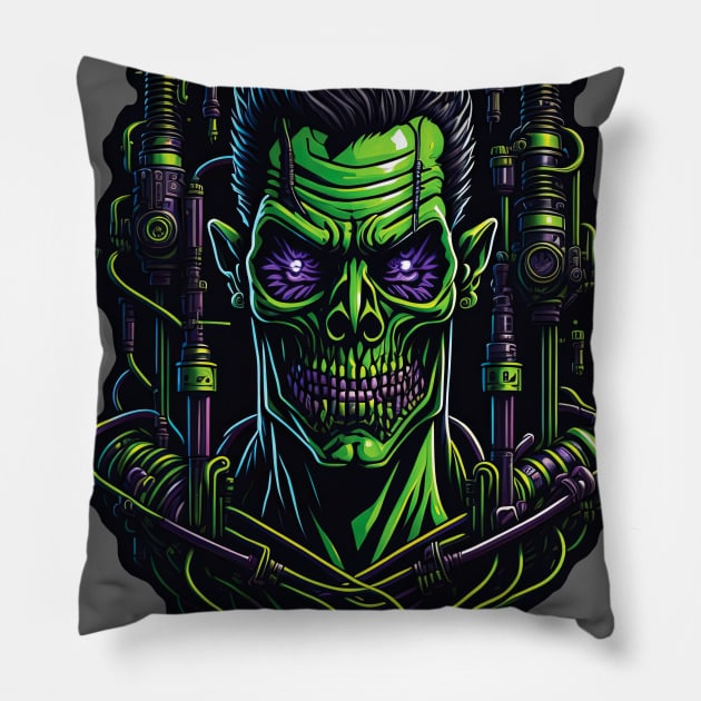 Cyborg Heads S02 D15 Pillow by Houerd