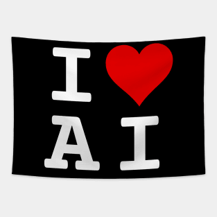 I Love AI | Stylized Abbreviation Heart Logo White Tapestry