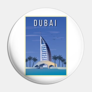 Dubai, UAE - Vintage Travel Poster Pin