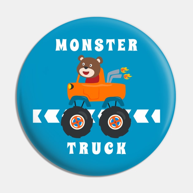 Vector illustration of monster truck with cartoon style Pin by KIDS APPAREL