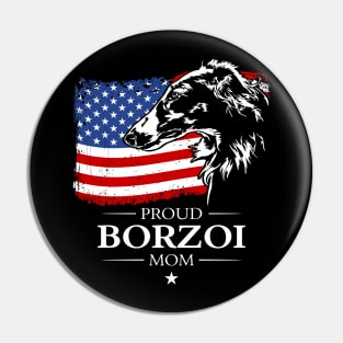 Borzoi Mom American Flag patriotic dog Pin