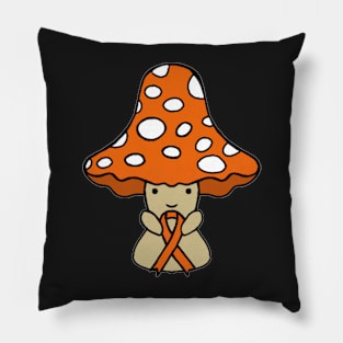 Mushroom holding a big Awareness Ribbon (Orange) Pillow