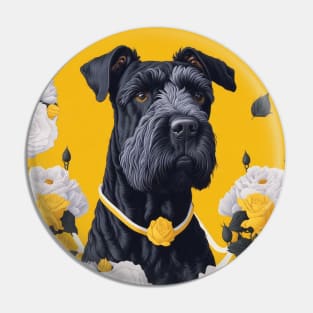 Dogs, giant schnauzer and flowers, dog, style vector (yellow version giant schnauzer) Pin