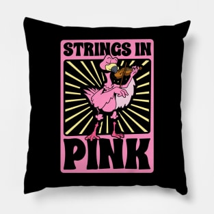 Strings in pink - flamingo on violin Pillow