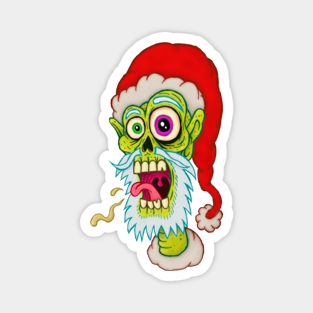 Santa Zombie Head Magnet by MalcolmKirk