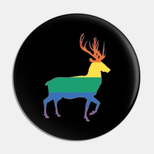 Rainbow Pride Flag Stag Silhouette Pin