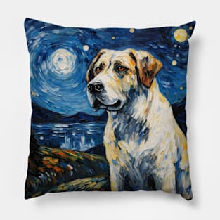 Anatolian Shepherd Dog painted in Van Gogh style Pillow