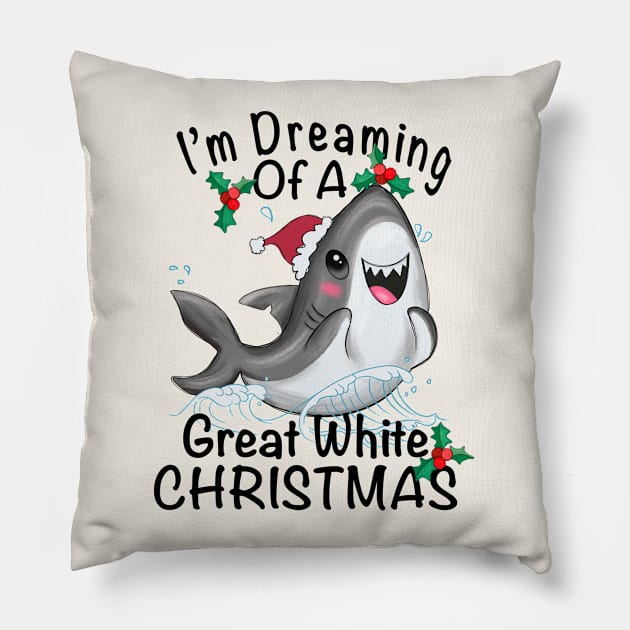 I'm Dreaming Of a Great White Christmas Pillow by Nessanya