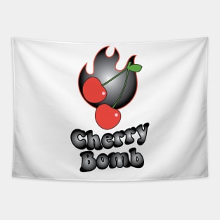 Black Cherry Bomb Flaming Design Tapestry