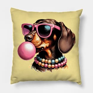 Dachshund Bubble Tee Pillow