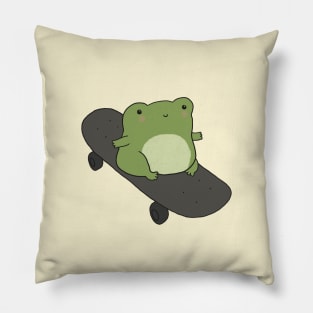 Sporty Funny Frog Who Rides a Skateboard Pillow