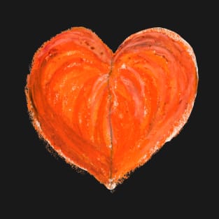 Orange Heart Drawn With Oil Pastels T-Shirt