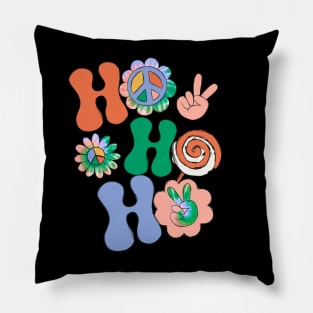 Hippie Ho Ho Ho Christmas Peace Pillow