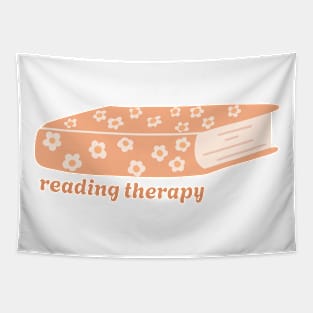 reading therapy orange/yellow cute book design with daisy flowers for readers Tapestry