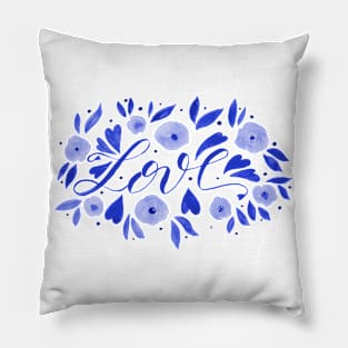 Love and flowers - electric blue Pillow