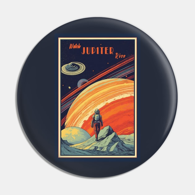 Jupiter Adventure Vintage Travel Poster Pin by GreenMary Design