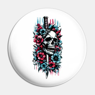 Sworded Blossom Skull Pin