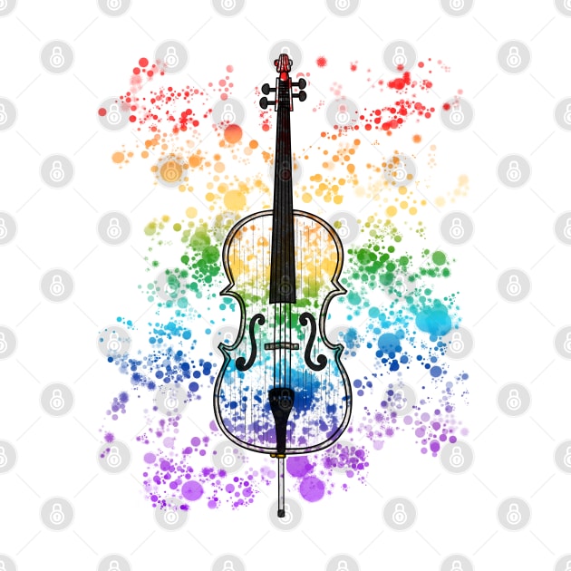 Cello Rainbow Colours Cellist String Player Orchestra Musician by doodlerob
