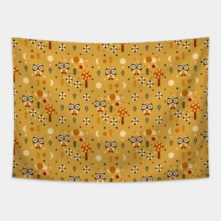 Yellow Owls Small Pattern Tapestry