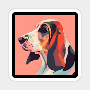 70s Basset Hound Vibes: Pastel Pup Parade Magnet