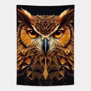 Triangle Owl - Abstract polygon animal face staring Tapestry