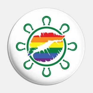 LGBTQ Rainbow Kiss HorseShoe St. Patrick's Day Design for LGBTQ Parade on St. Patrick's Day Pin