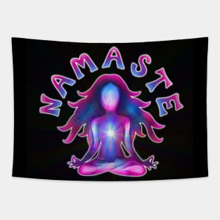 Namaste Psychedelic Yoga Silhouette Tapestry