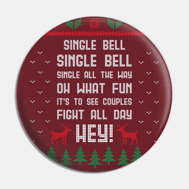 Single Bell, Christmas Ugly Sweater for Singles Pin by PugSwagClothing