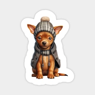 Winter Miniature Pinscher Dog Magnet