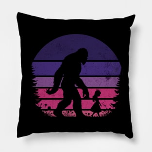 Bigfoot Walking With A Little Princess Sunset Magical Fairytale Girl  Pillow