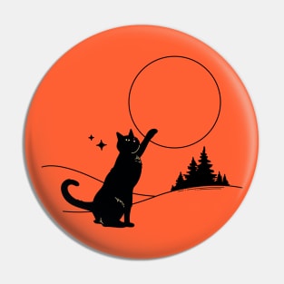 Cool Sun Black Cat in orange Pin