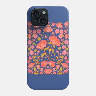 Peonies and Hollyhocks Folk Floral Phone Case