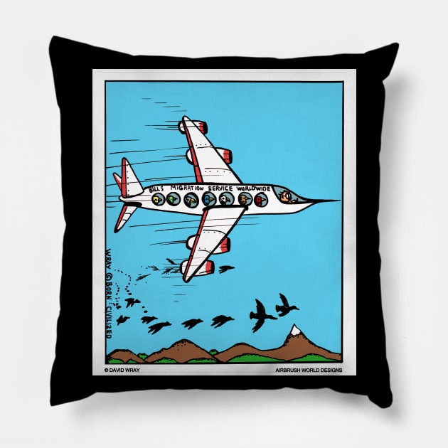 Bird Migration Service Airline Funny Animal Novelty Gift Pillow by Airbrush World