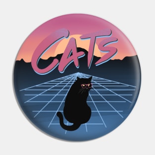 Cats Vintage Synthwave Vaporwave 80s Pin