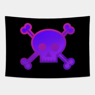 Skull and Crossbones Pirate Flag Red Purple Gradient Pastel Goth Tapestry