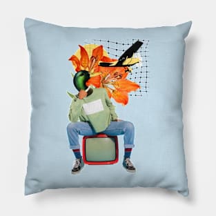 Duck Human sitting on Television Pillow