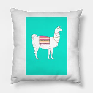 Llama ( Turquoise Version ) Pillow