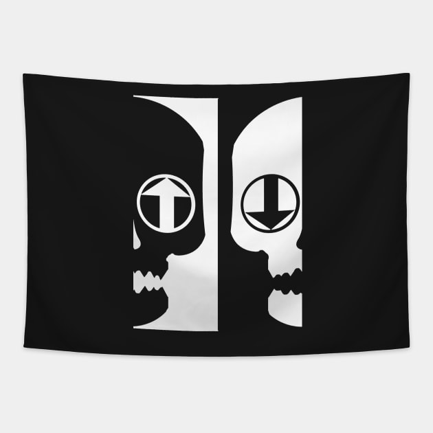 Yin Yang Skull Tapestry by crowjandesigns