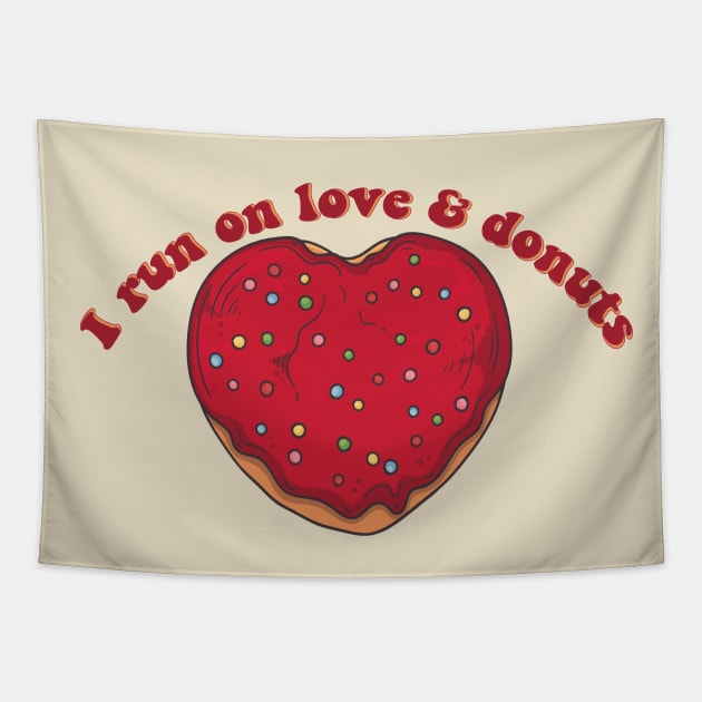 Running on Love and Donuts Tapestry by Nixart