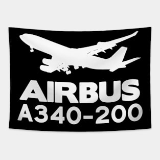 Airbus A340-200 Silhouette Print (White) Tapestry