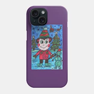 Funny Monkey and a Snowman Phone Case